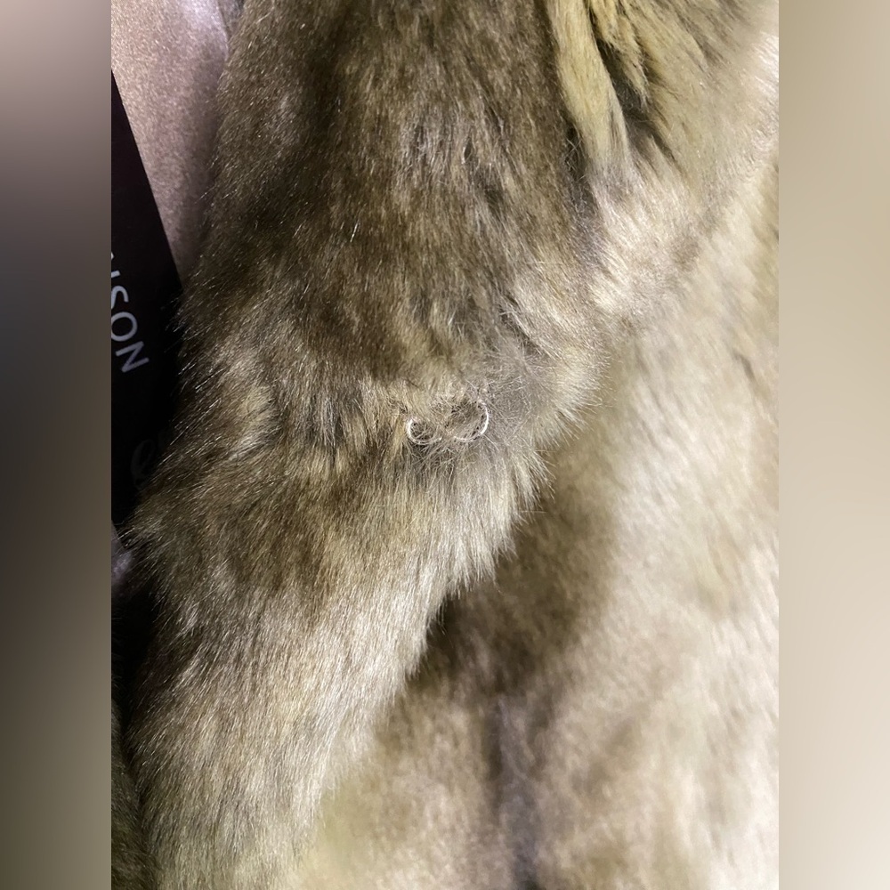 Cashmere blend vest NEW Fenn Wright Manson Faux Fur Collared Brown Black large - Picture 5 of 12